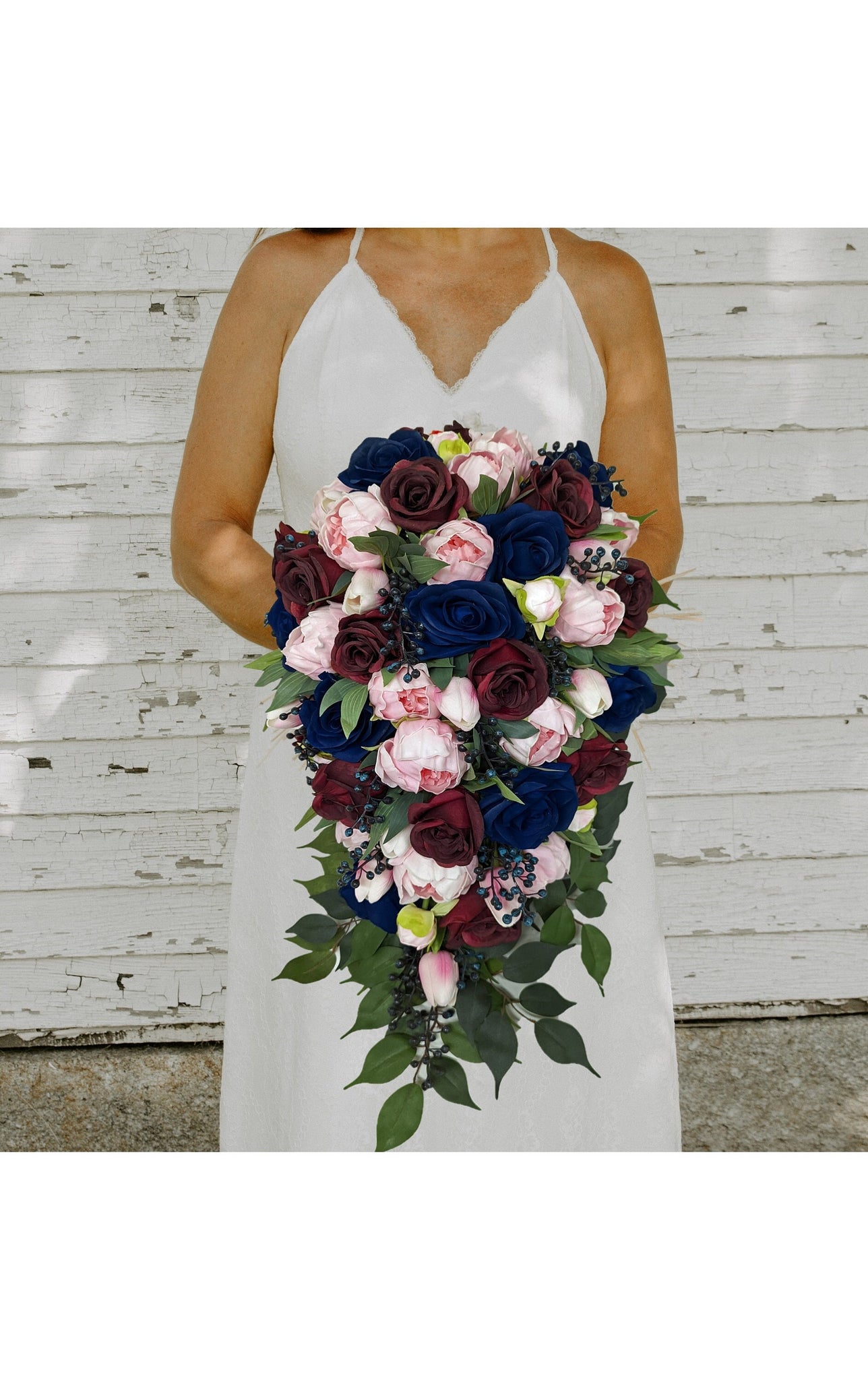 Berry Bright Wedding Bouquet, Colorful Dried Flower Bridal and Bridesmaid  Bouquet, Pink and Navy Floral Arrangement, Wedding Accessories 
