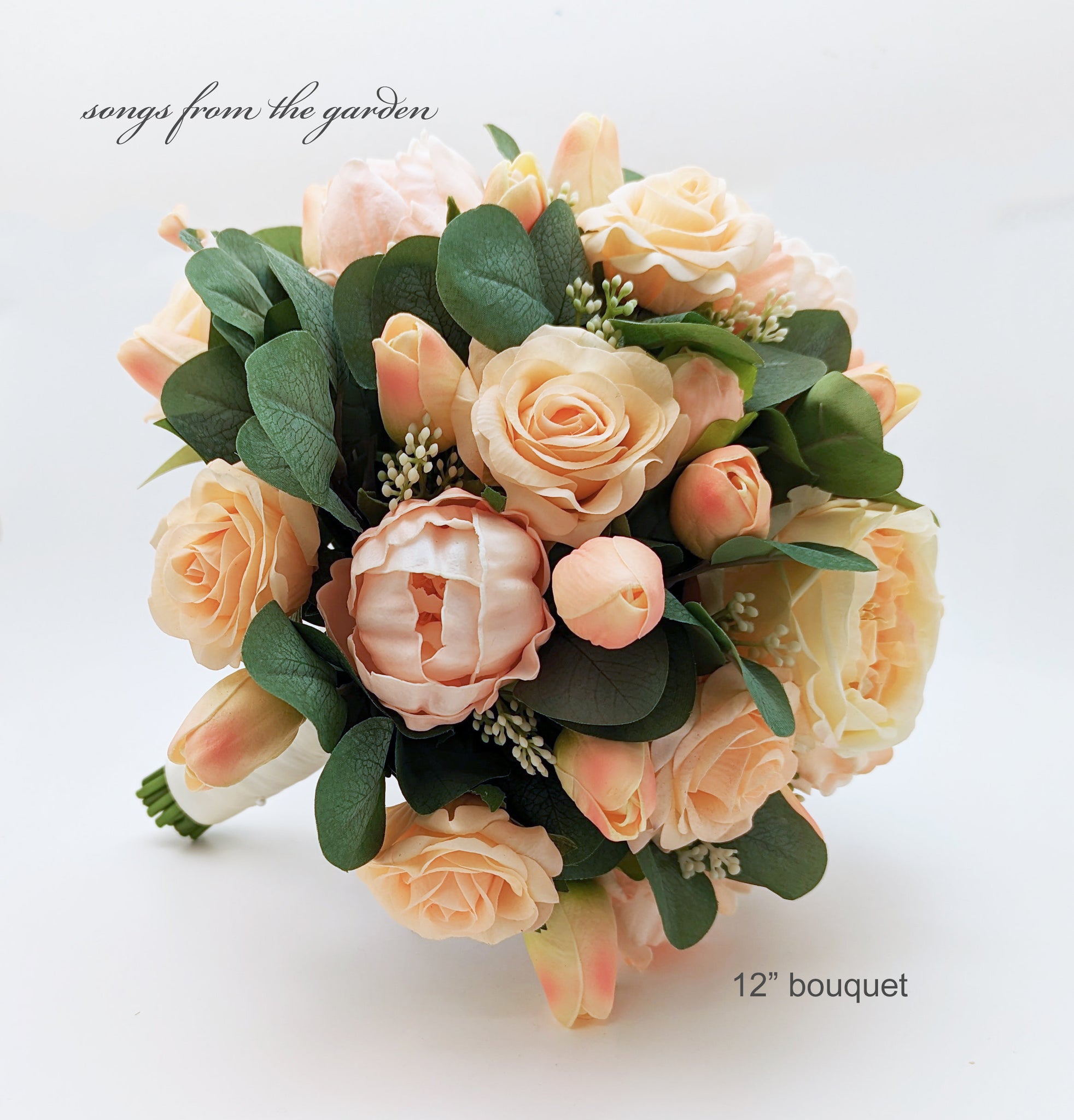 peach rose wedding bouquet
